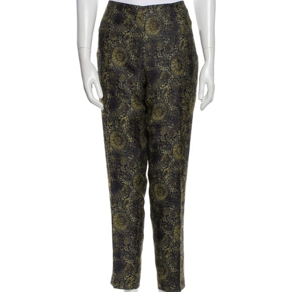 Lafayette 148 New York blue & gold metallic brocade cropped pants, 10 - Picture 1 of 9